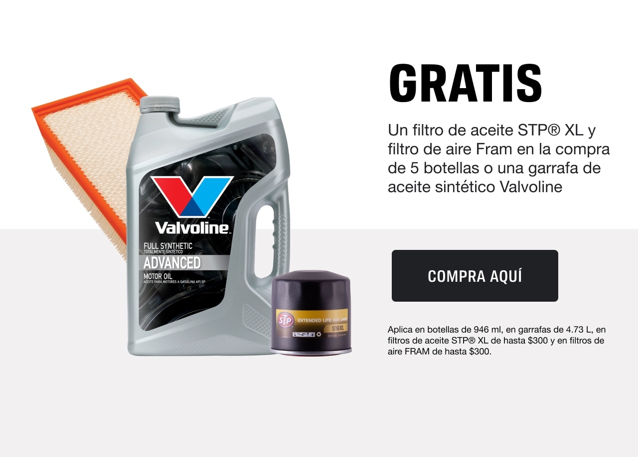 Gratis un filtro de aceite STP en la compra de una garrafa de aceite Valvoline